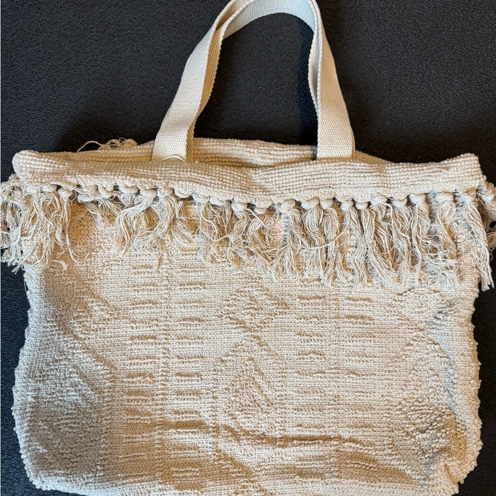 Raj Elegant Cream Woven Tote Bag